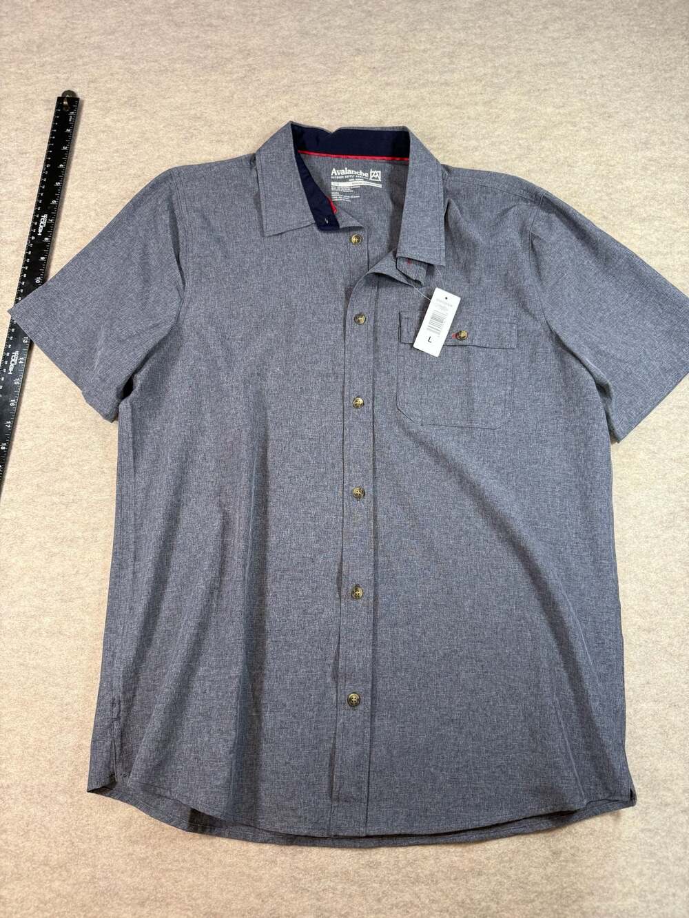 Avalanche Outdoor Supply NWT Mens Large Gray Button Down Shirt Stretch Hiking